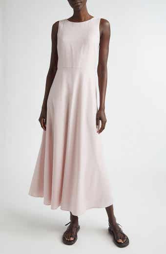 Sleeveless Tropical Wool Blend Midi Dress