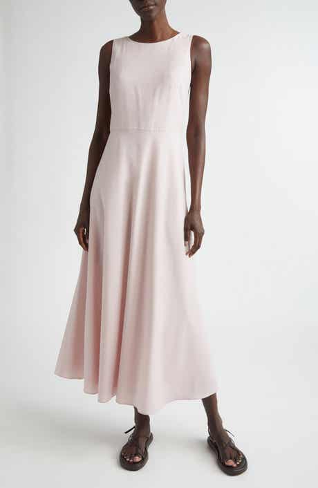 Sleeveless Tropical Wool Blend Midi Dress