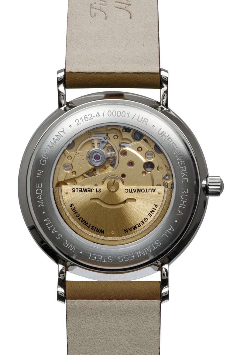 Classic 41mm Dark Green Dial with Brown Leather Strap, Alternate, color, Silver, Green and Brown