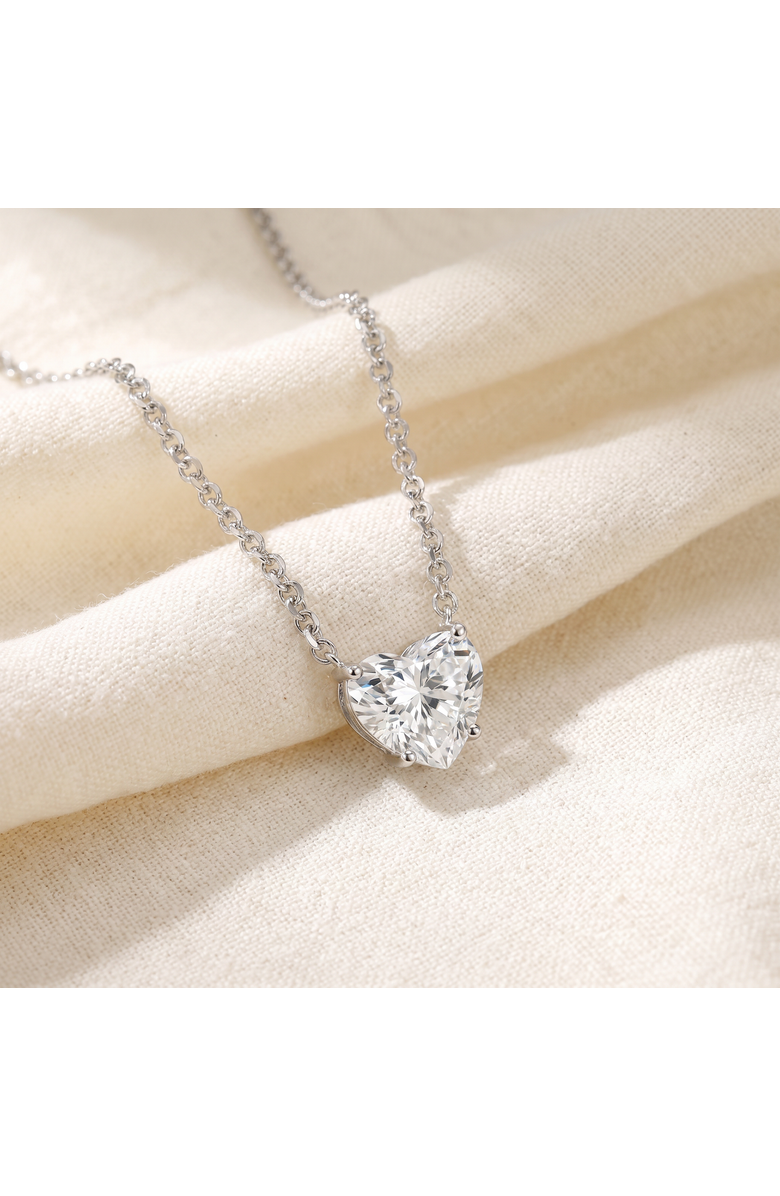 Bliss Diamond Certified 3Ct Heart Solitaire Diamond Pendant Necklace 14k Gold Lab Grown, Main, color, 14K White Gold