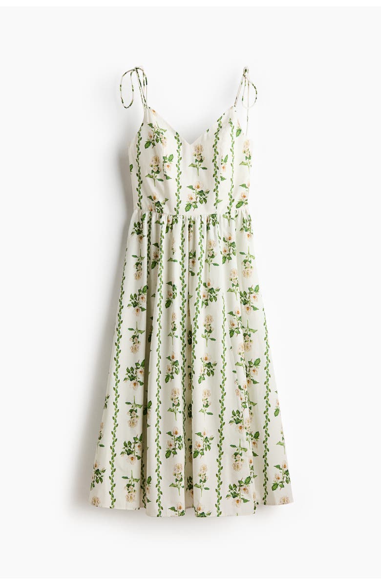 H&M Flared-skirt strappy dress, Alternate, color, White/Floral