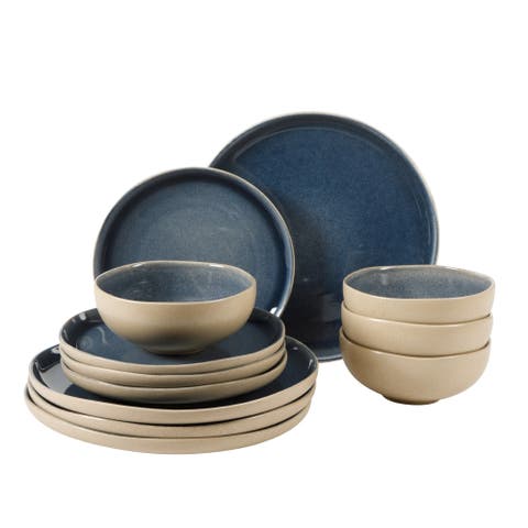 Manila Bay 12-Piece Reactive Glaze Stoneware Dinnerware Set