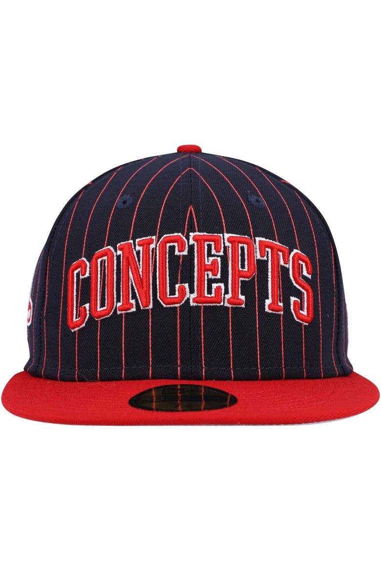 Men's New Era  Navy Boston Red Sox Concepts Pinstripe 59FIFTY Fitted Hat, Alternate, color, Navy