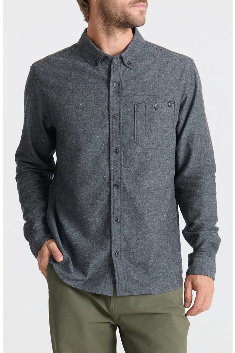 Scholar Organic Cotton Chambray Button-Down Shirt, Main, color, BLACK