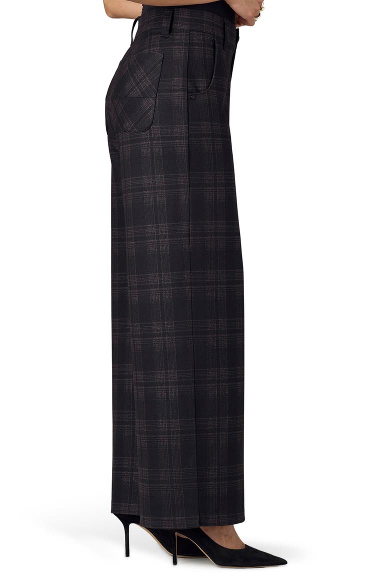Whitney Skyrise Plaid Wide Leg Trousers, Alternate, color, BLACK/ WHEAT