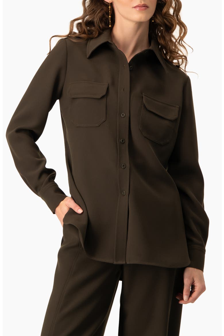 Structured Military Inspired Shirt Jacket, Main, color, Brown