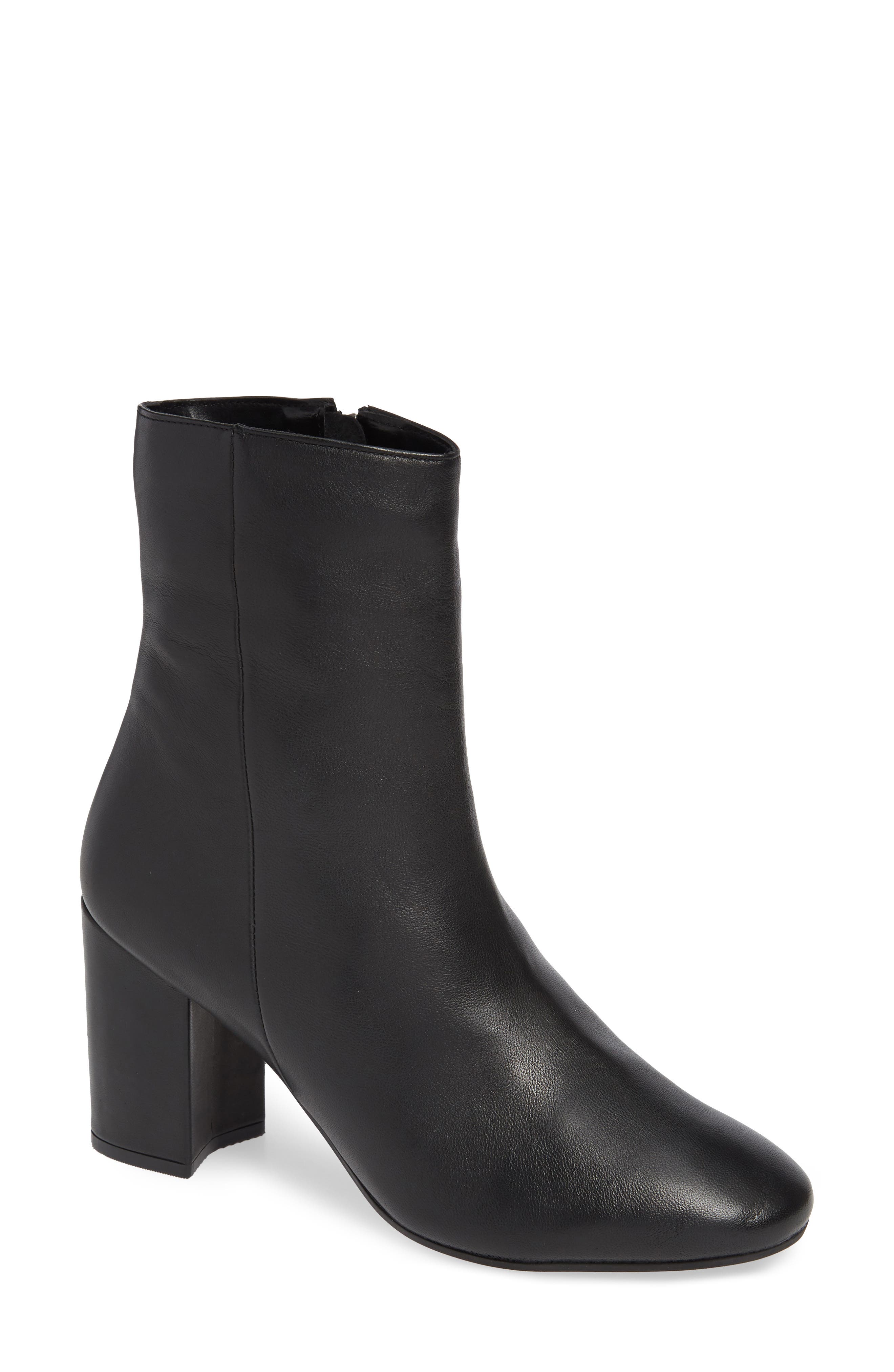 Elise Leather Bootie, Main, color, BLACK