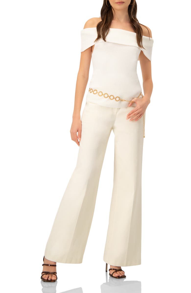 IVONNE Cotton Wide-Leg Straight Pants, Alternate, color, Ivory