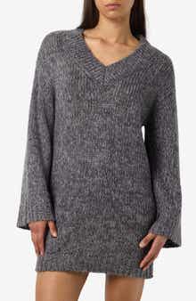 Noisy may Ginna V-Neck Long Sleeve Sweater Dress