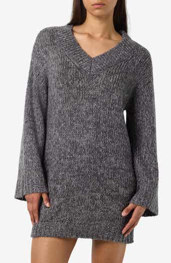 Noisy may Ginna V-Neck Long Sleeve Sweater Dress