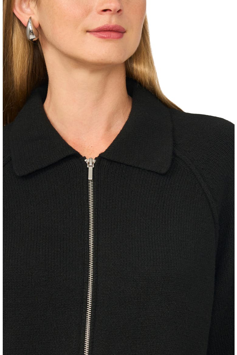 Collared Zip Sweater, Alternate, color, RICH BLACK