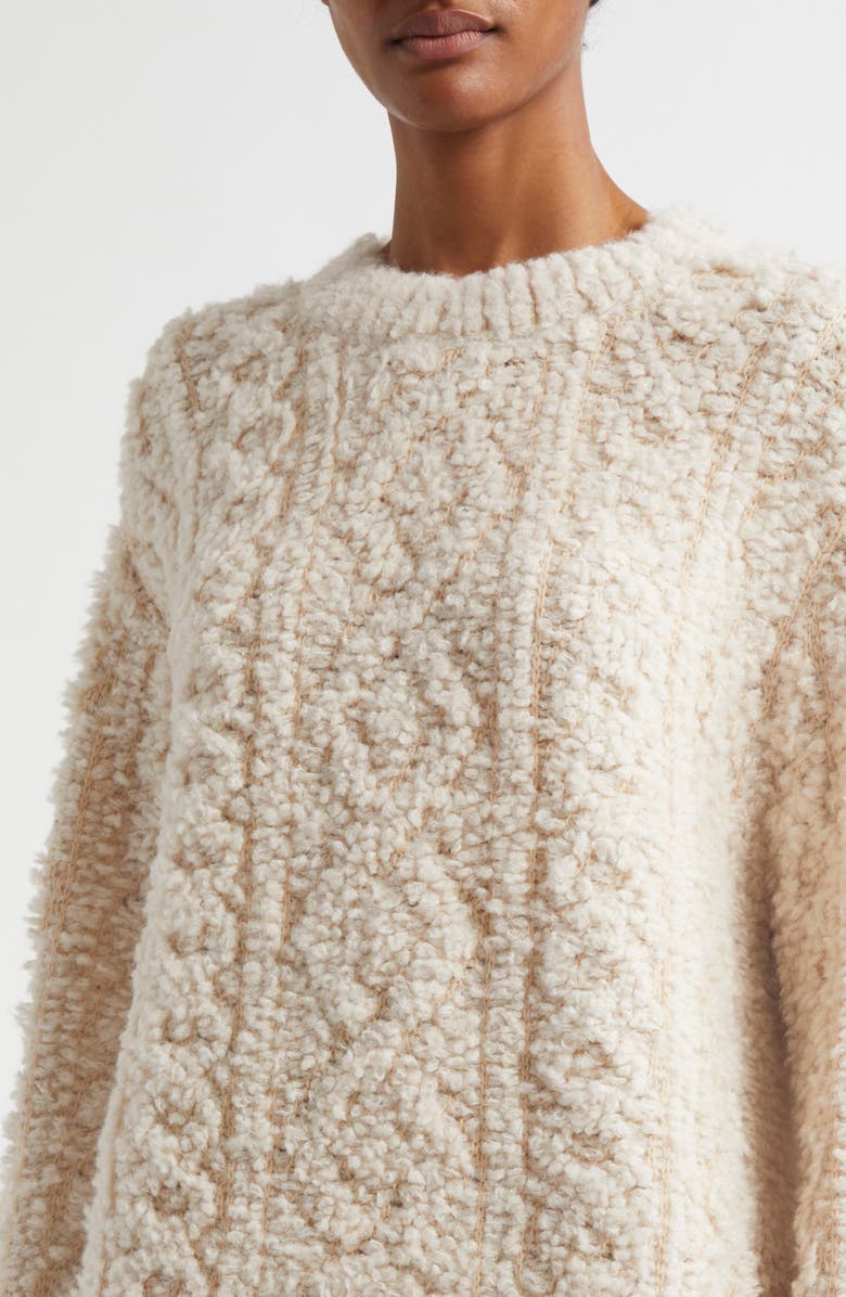 Vince Oversize Bouclé Wool & Alpaca Blend Crewneck Sweater, Alternate, color, Off White