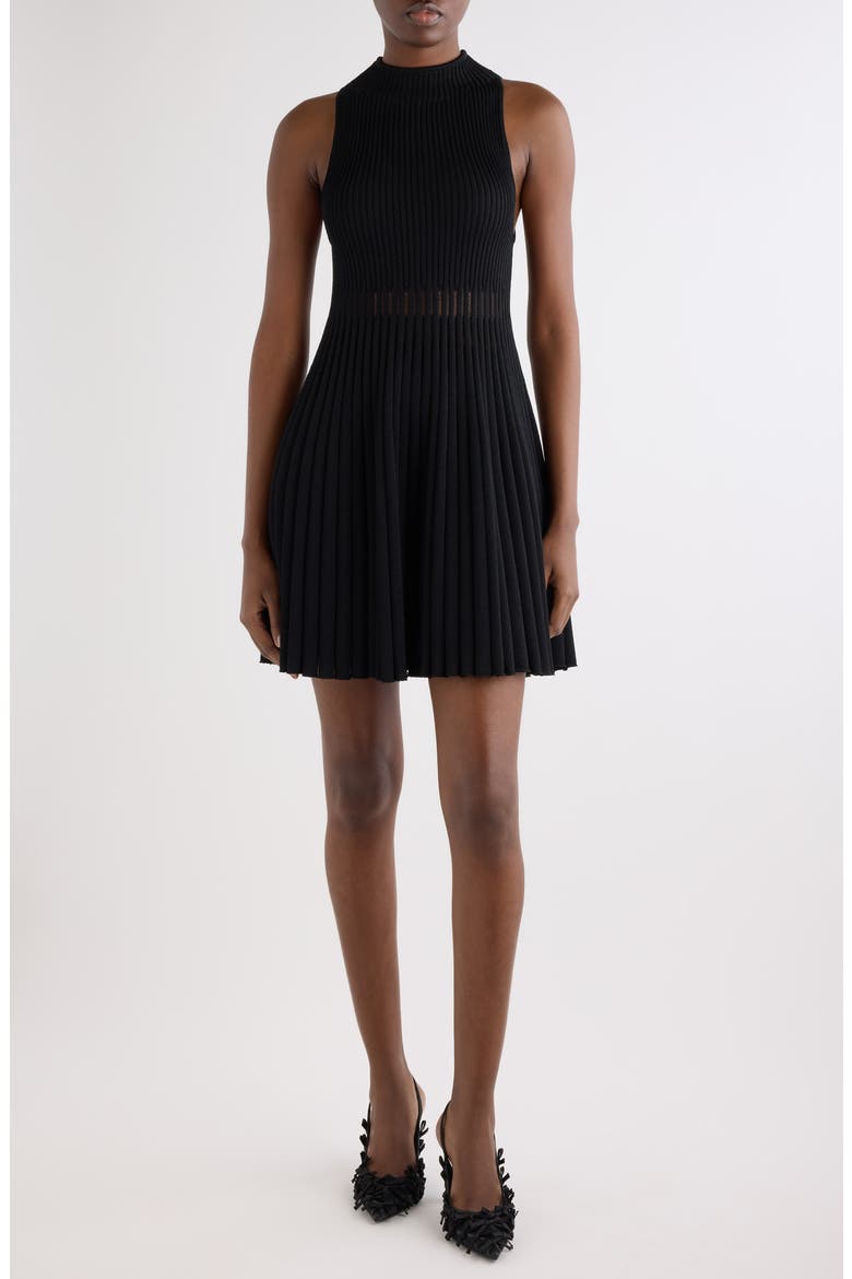 Sleeveless Rib Sweater Dress, Main, color, BLACK