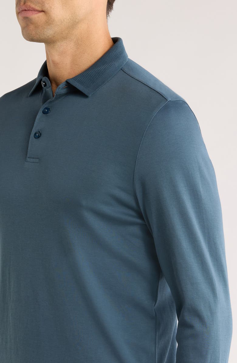 Robert Barakett Georgia Long Sleeve Pima Cotton Polo, Alternate, color, Orion Blue