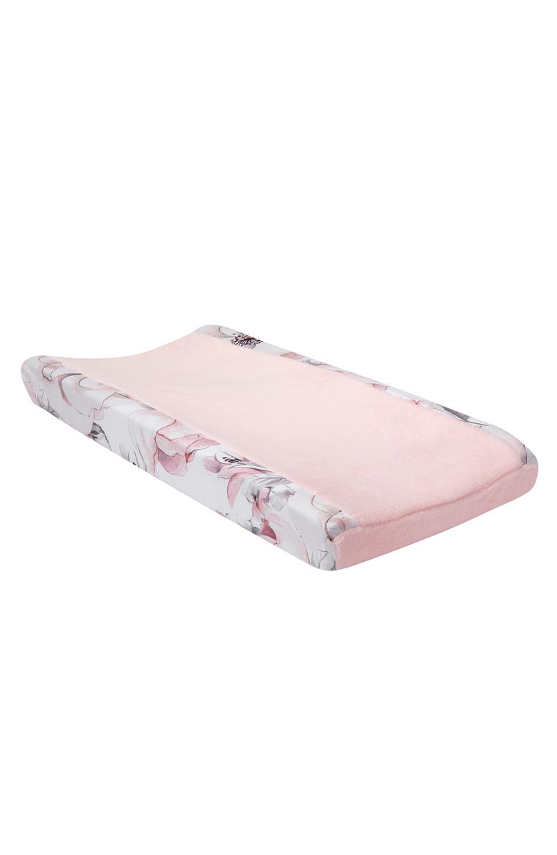 Lambs & Ivy Signature Botanical Baby Floral Minky Changing Pad Cover, Main, color, Pink