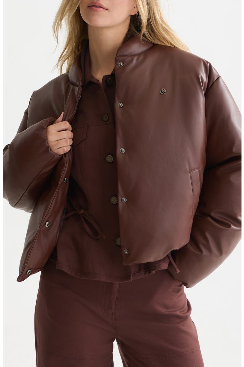 Faux Leather Short Jacket, Main, color, BITTER CHOCOLATE