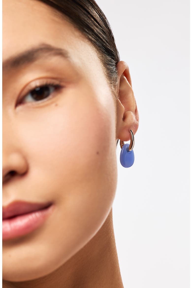 Kayla Clear Drop Hoop Earrings, Alternate, color, SILVER / BLUE