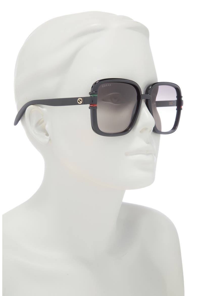 59mm Square Fashion Sunglasses, Alternate, color, BLACK BLACK GREY