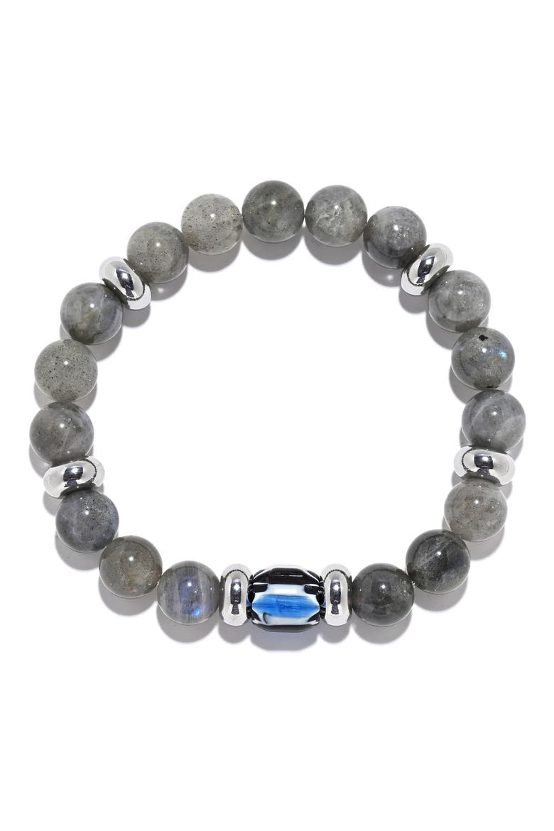 Men's Chris Bead Stretch Bracelet, Alternate, color, SILVER