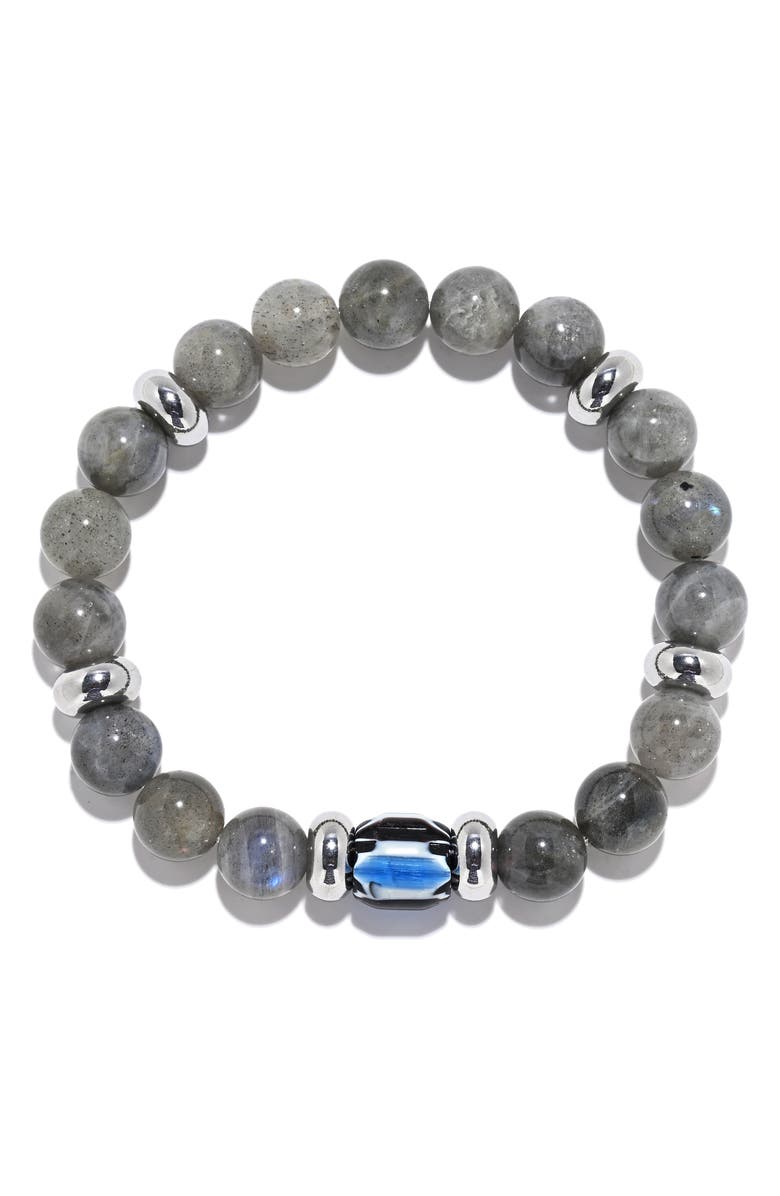 EYE CANDY LOS ANGELES Men's Chris Bead Stretch Bracelet, Alternate, color, Silver