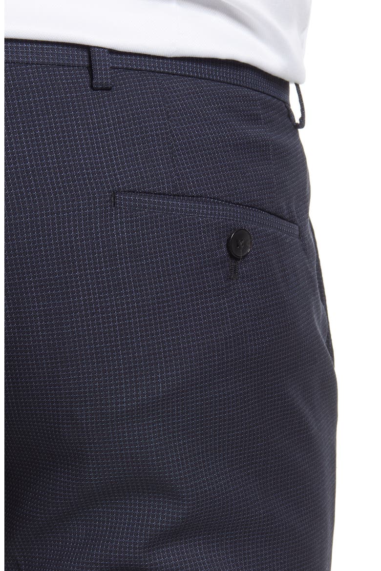 Genius Microcheck Slim Fit Flat Front Wool Dress Pants, Alternate, color, NAVY