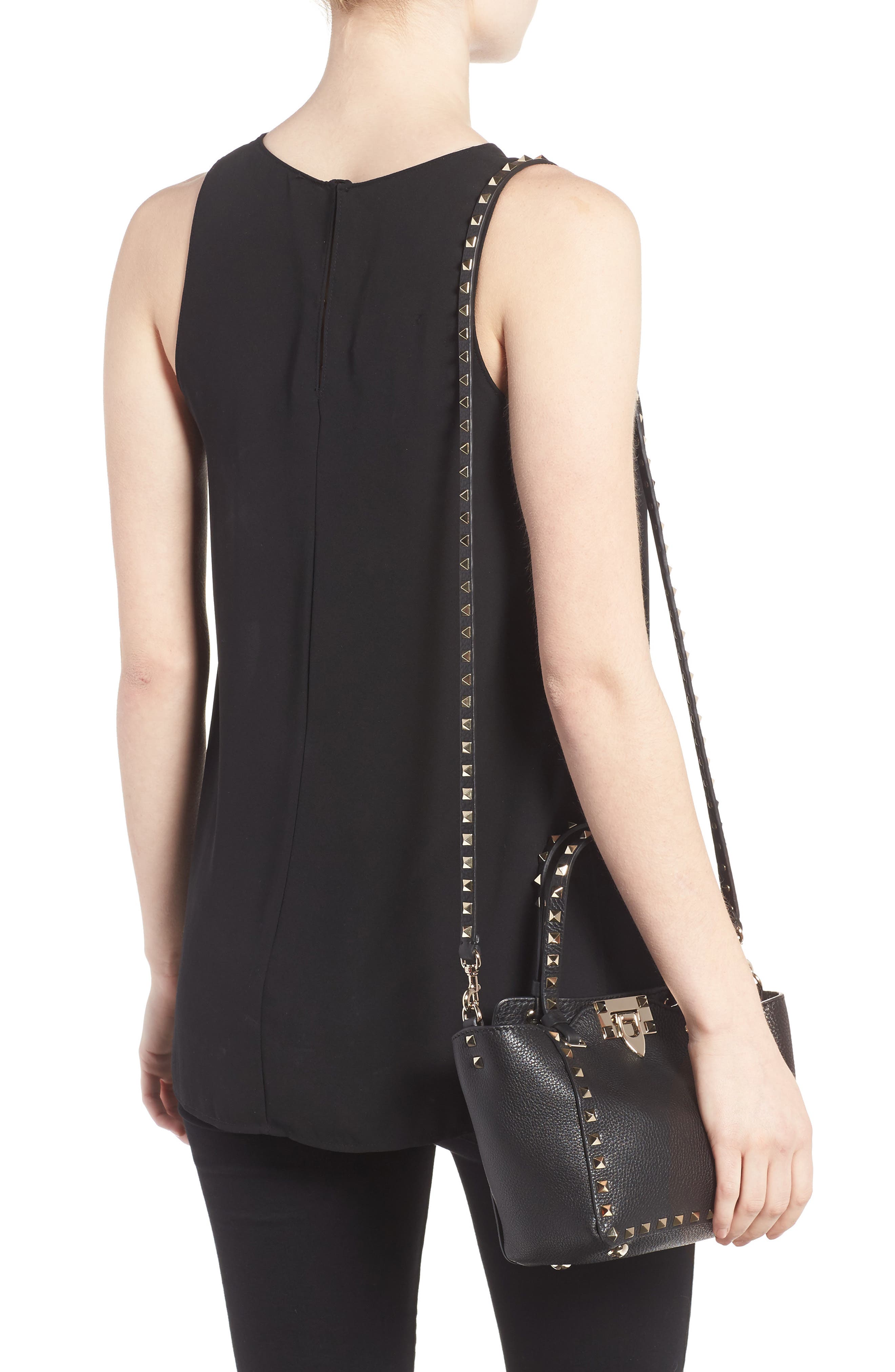 Rockstud - Mini Alce Leather Tote, Alternate, color, NERO