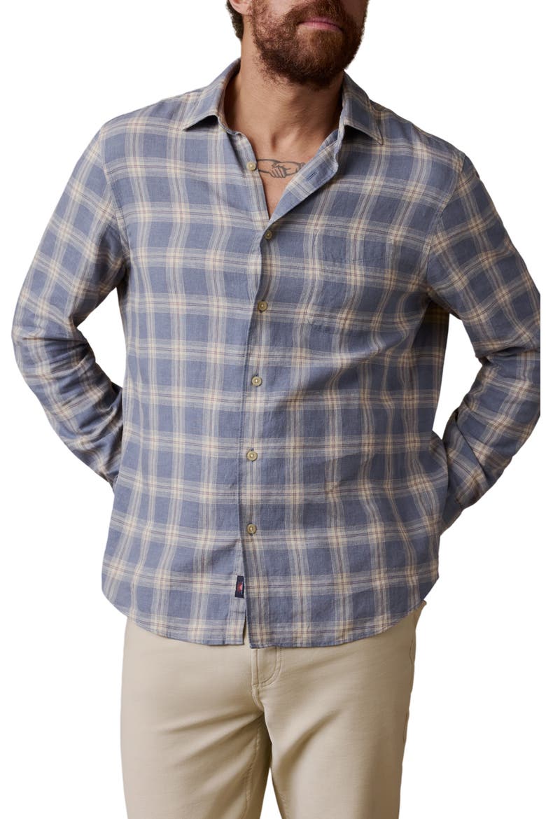 Palmetto Plaid Button-Up Shirt, Main, color, SHORE FLINT PLAID