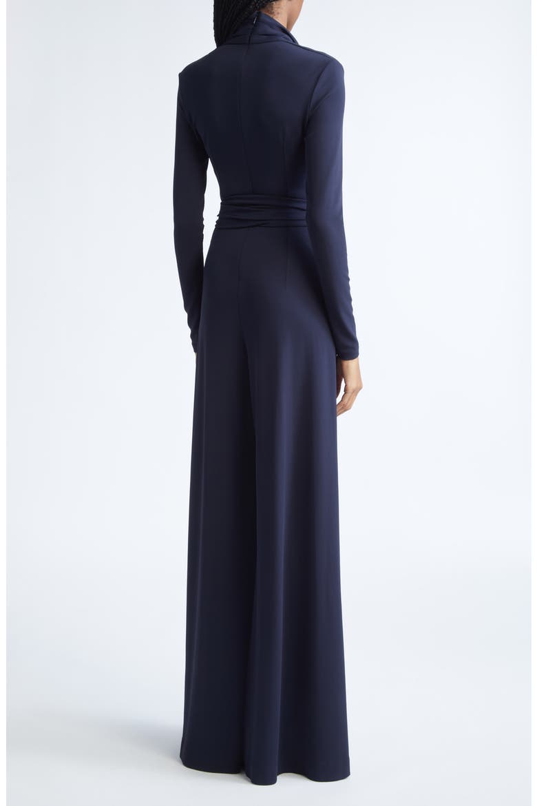 Plunge Neck Tie Waist Palazzo Jumpsuit, Alternate, color, MIDNIGHT