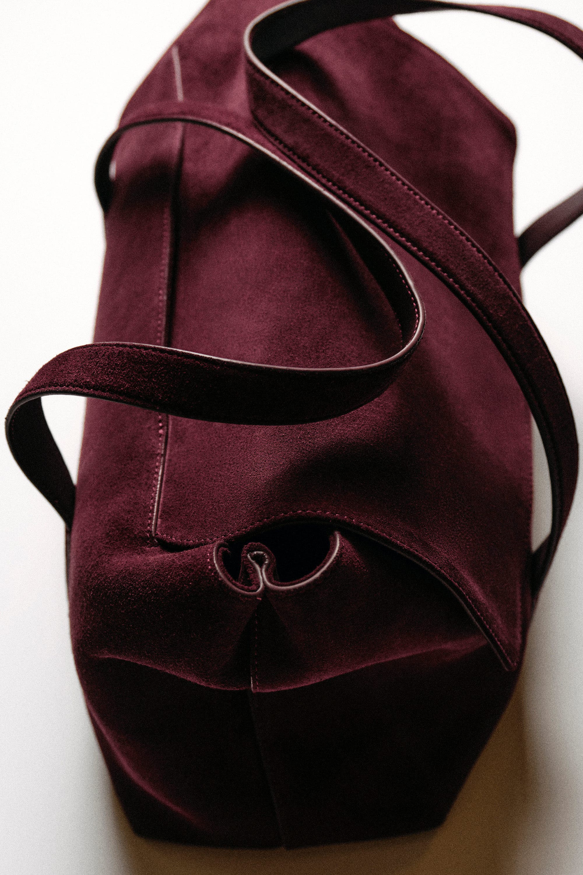 COS Easel Tote Bag - Suede, Alternate, color, Bordeaux