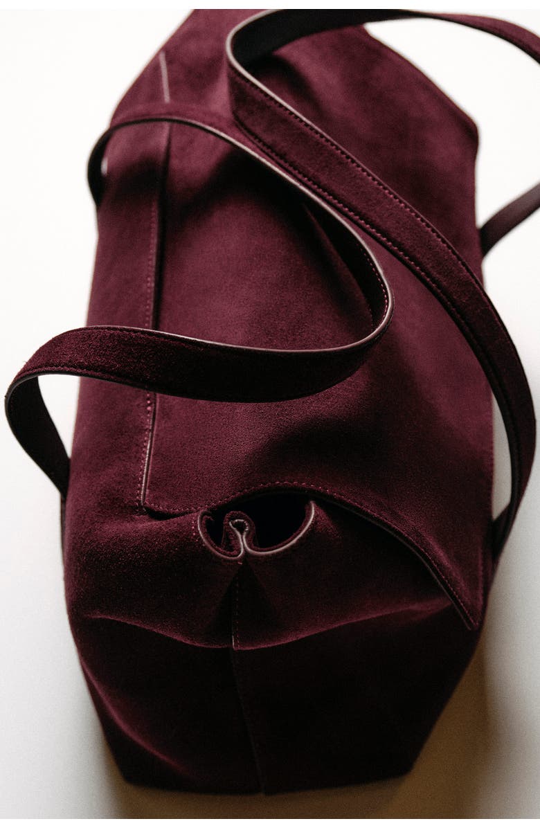 COS Easel Tote Bag - Suede, Alternate, color, Bordeaux
