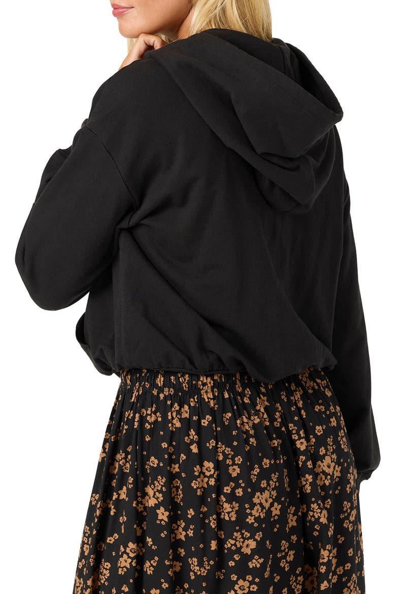 Mae Full Zip Bubble Hoodie, Alternate, color, BLACK