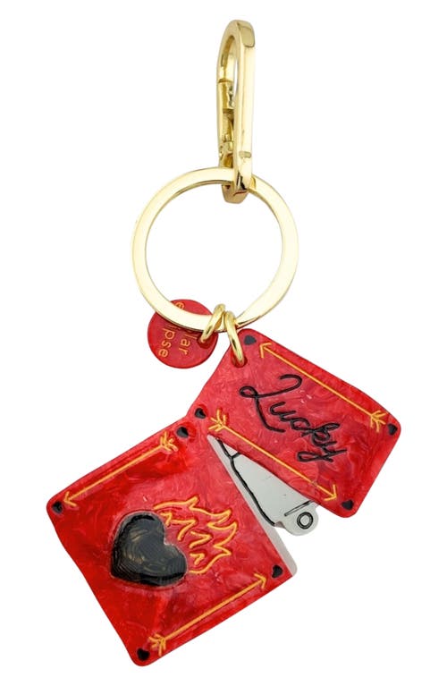 Solar Eclipse Hand Painted Lucky Lighter Key Chain Bag Charm In Red