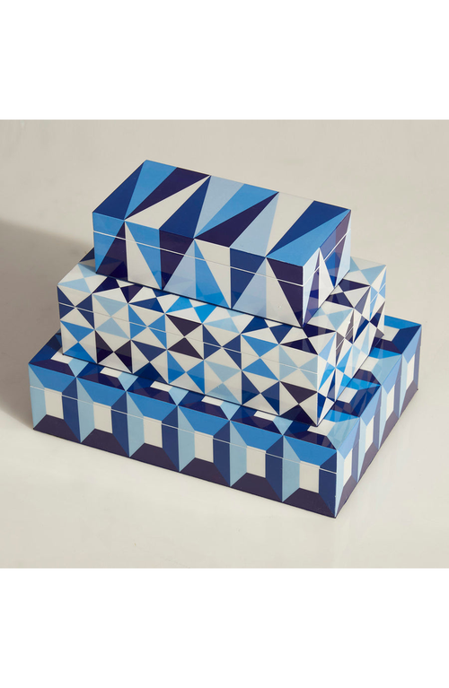 Jonathan Adler Medium Sorrento Lacquer Box In Blue