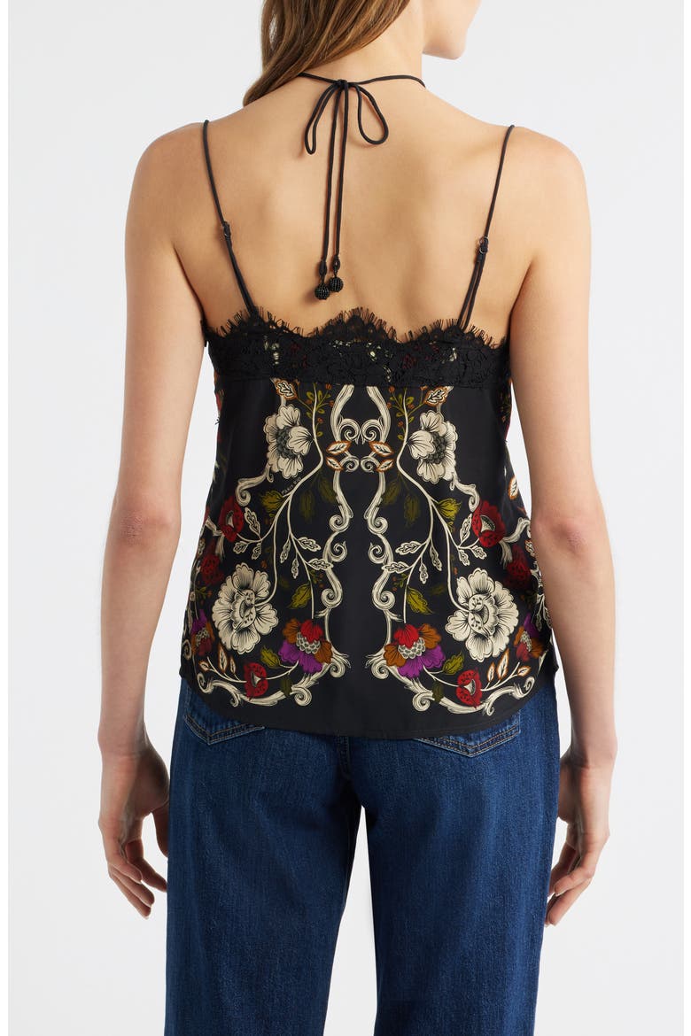 Rococo Flowers & Lace Camisole, Alternate, color, BLACK