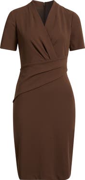 Anne Klein Pleated Scuba Crepe Dress