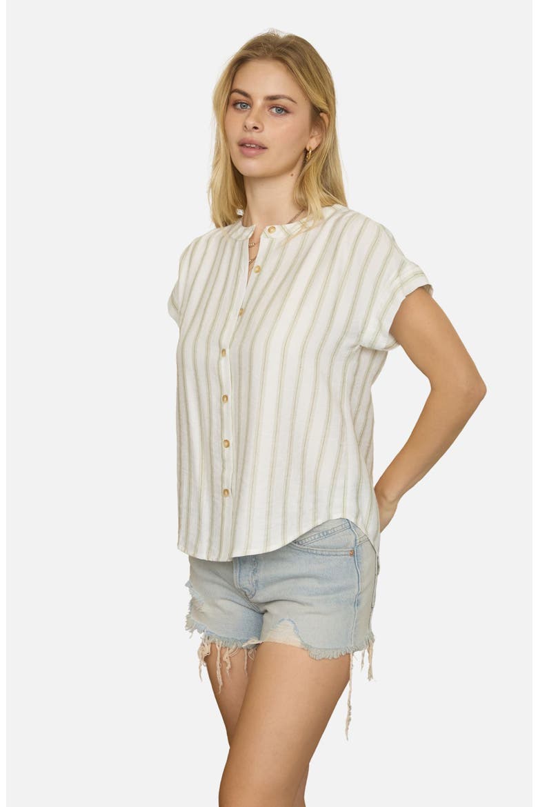Stripe Button-Up Shirt, Alternate, color, OLIVE
