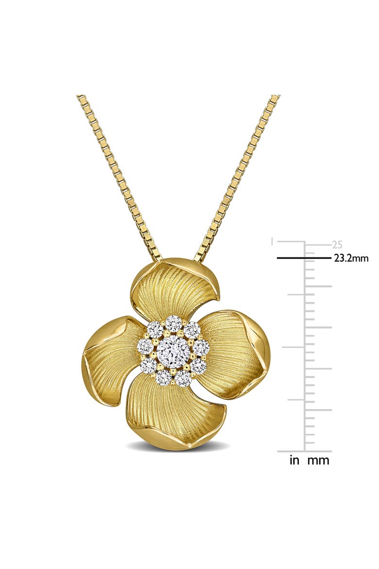 Lab-Grown Diamond Flower Necklace Yellow Plated, Alternate, color, Yellow-Plated