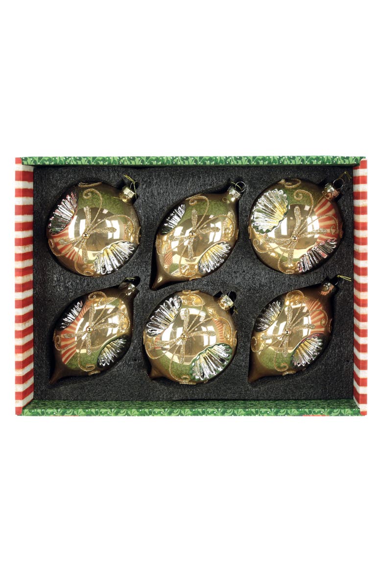 Scrolled Reflector Ornament, Box of 6, Alternate, color, Gold