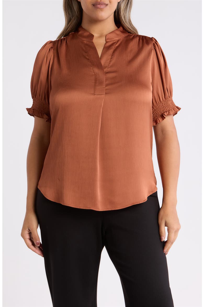 Crinkled Satin Top, Main, color, CEDAR SPICE