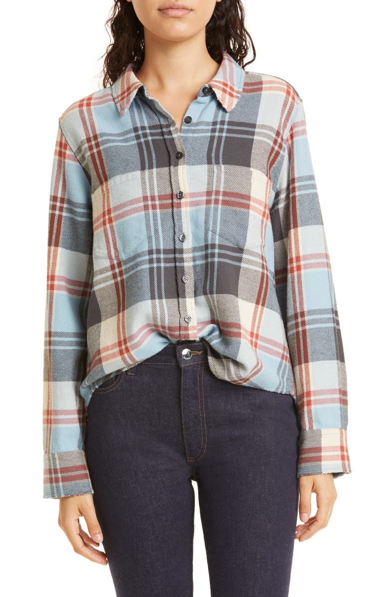 THE GREAT. The Scouting Plaid Shirt, Main, color, Smoky Mountain Plaid