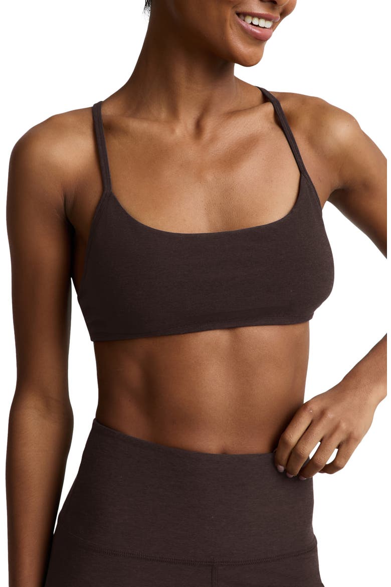 Spacedye Minimal Racerback Sports Bra, Main, color, DARK CHOCOLATE HEATHER
