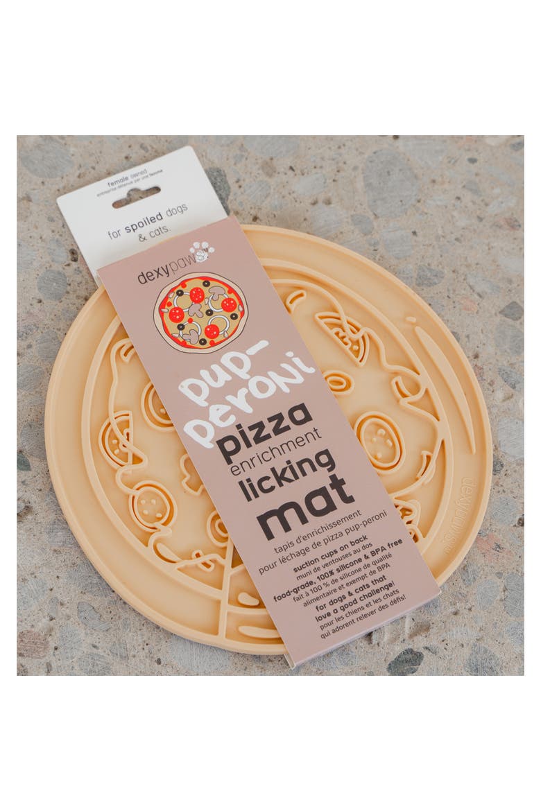 Enrichment Lick Mat Pupperoni Pizza Grooved Silicone, Alternate, color, Brown