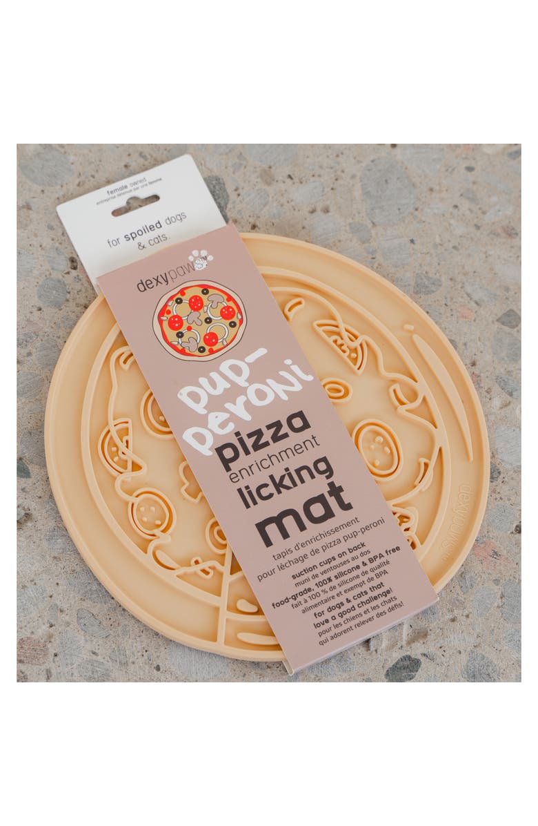 Dexypaws Enrichment Lick Mat Pupperoni Pizza Grooved Silicone, Alternate, color, Brown