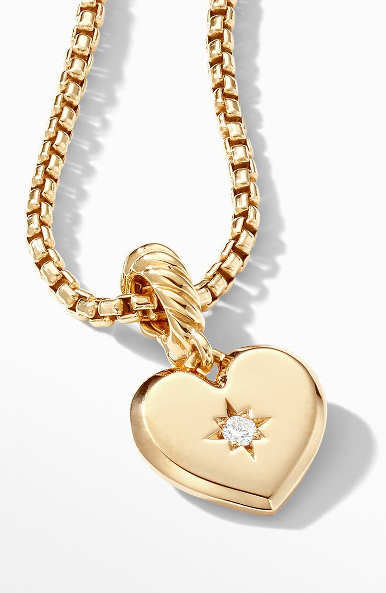 David Yurman Pavé &18K Gold Compass Heart Pendant Enhancer, Alternate, color,