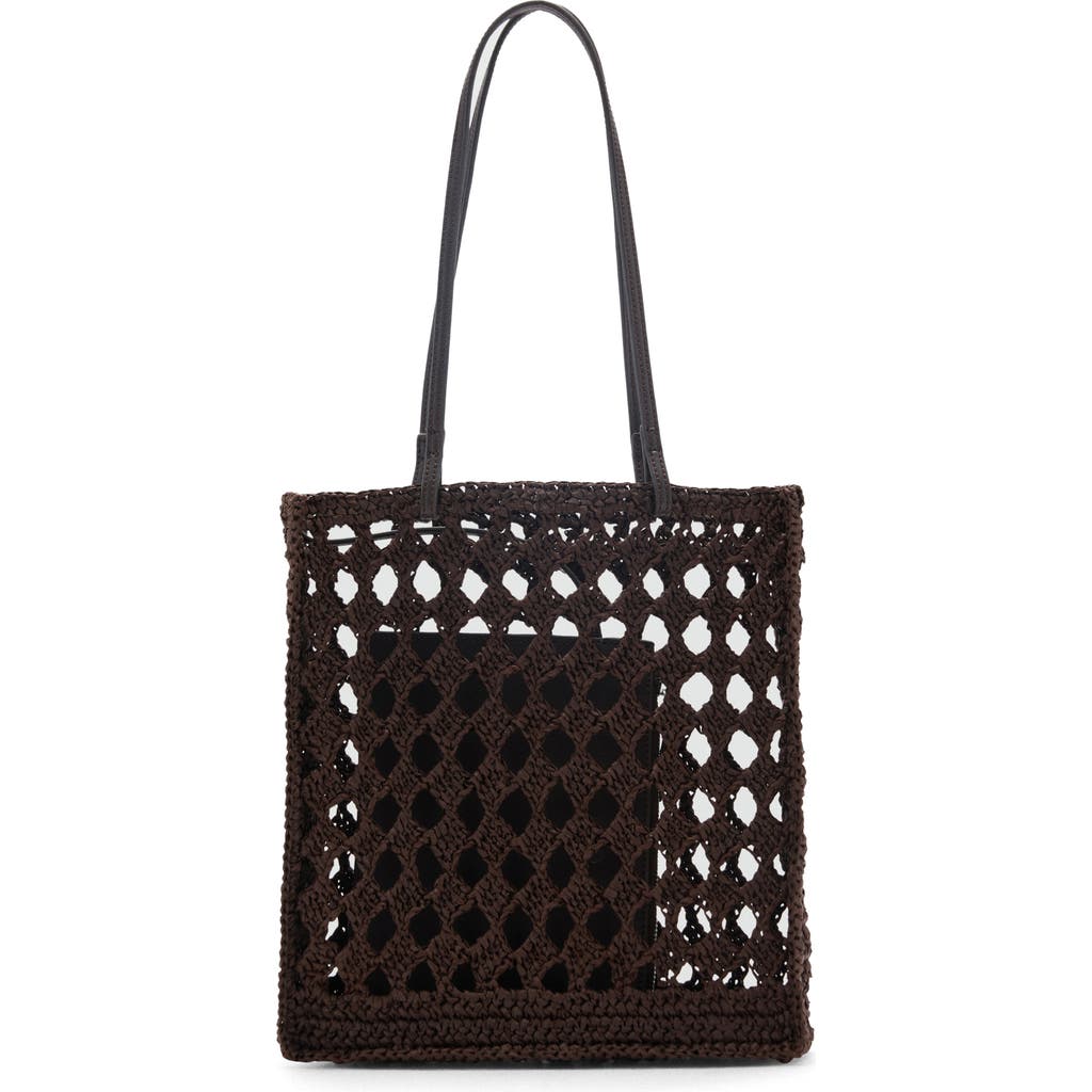 Mango Openwork Crochet Straw Shopper