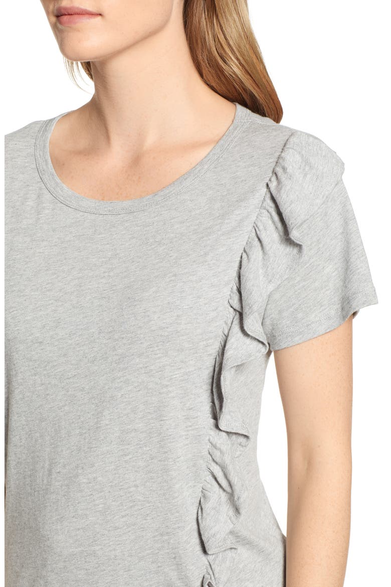 Gia Ruffle Trim Tee, Alternate, color, GREY