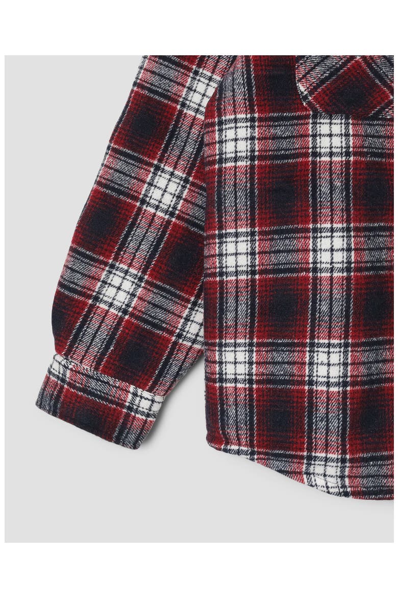 Quilted Plaid Cotton Flannel Button-Up Overshirt, Alternate, color, RED