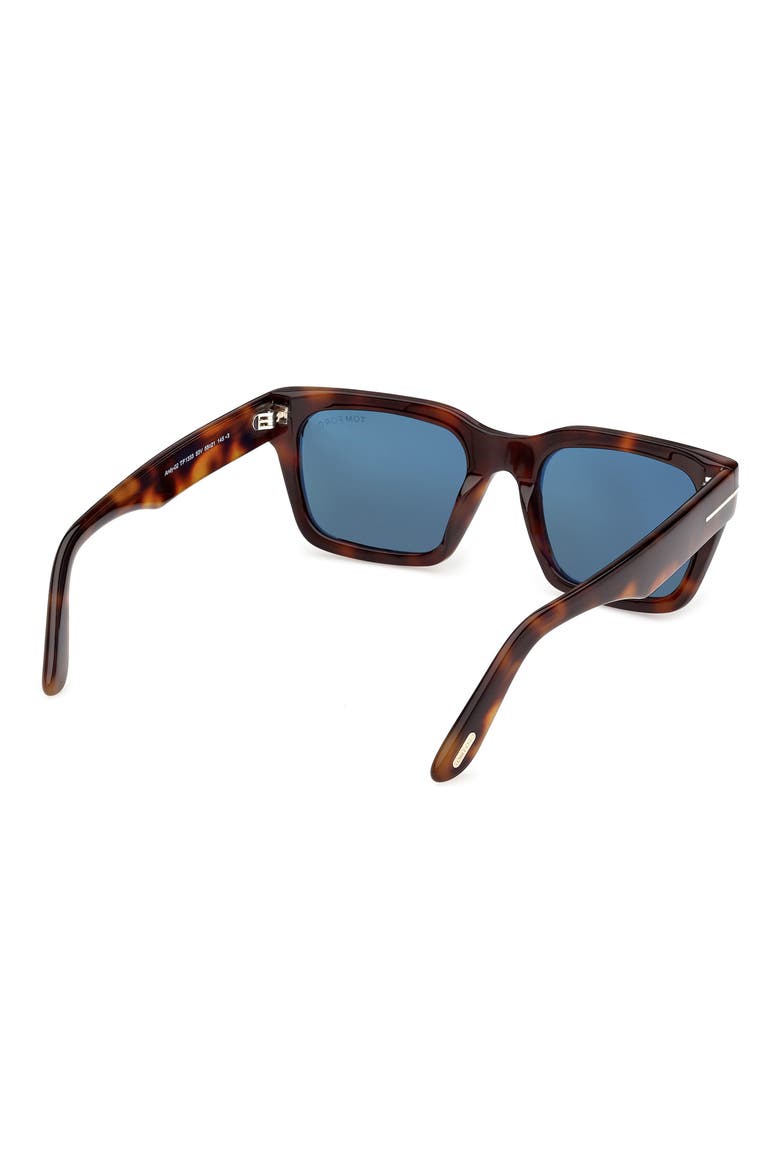 Andy 53mm Square Sunglasses, Alternate, color, SHINY HAVANA / TEAL LENS