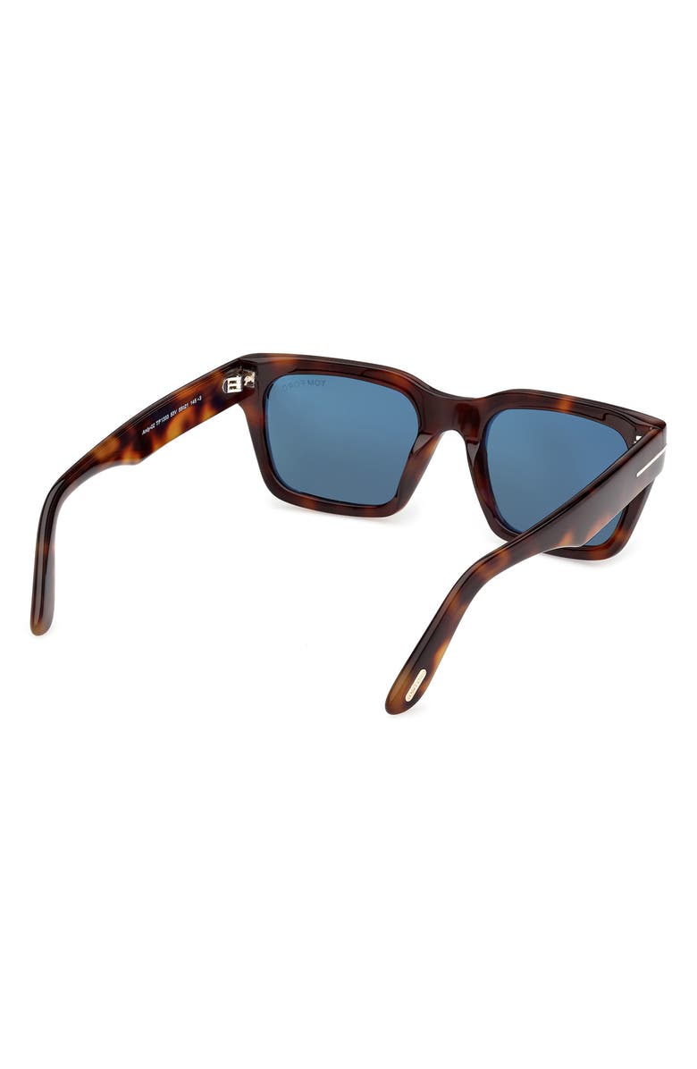 TOM FORD Andy 53mm Square Sunglasses, Alternate, color, Shiny Havana / Teal Lens