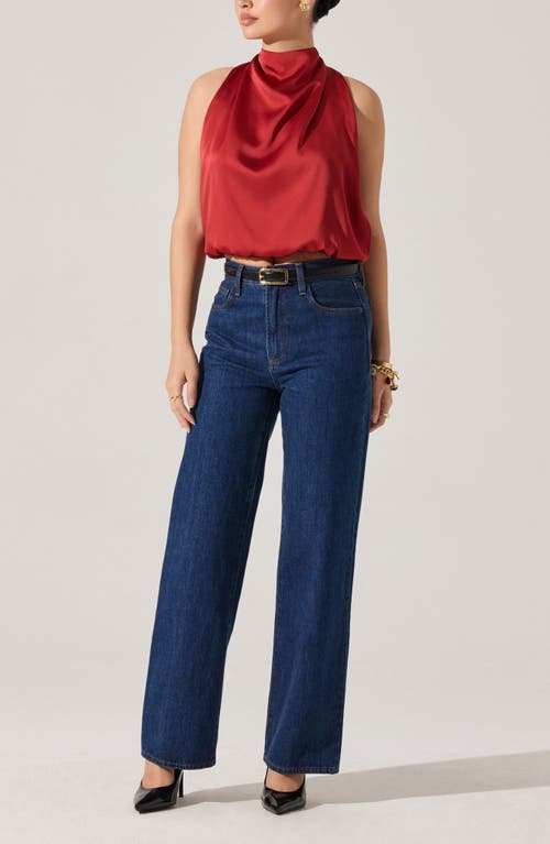 Astr The Label Jolesia Tie Back Satin Sleeveless Top In Red